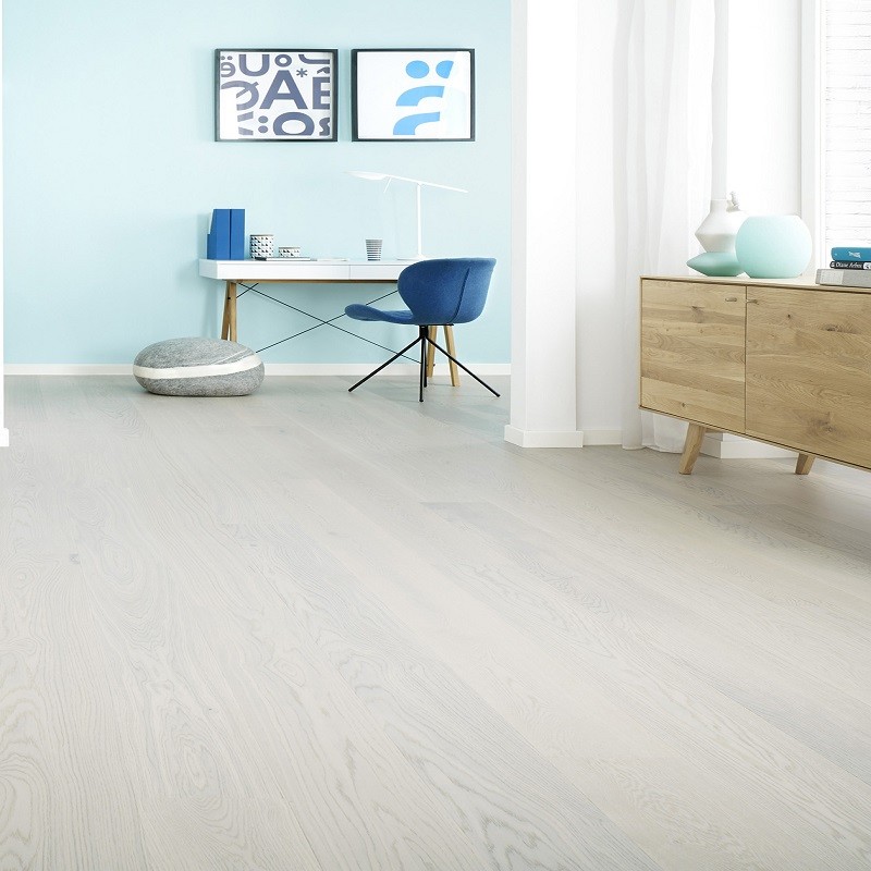 Parquet contrecollé White chêne blanchi 2